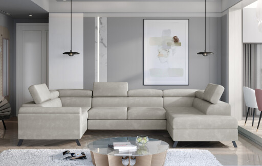 Coltar extensibil dreapta 4 locuri ELTAP, Esc-37, Escada, 336x200x92 cm, lemn/poliester, bej deschis