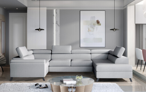 Coltar extensibil dreapta 4 locuri ELTAP, Esc-45, Escada, 336x200x92 cm, lemn/poliester, gri deschis