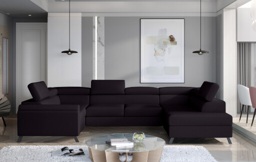 Coltar extensibil dreapta 4 locuri ELTAP, Esc-48, Escada, 336x200x92 cm, lemn/poliester, negru