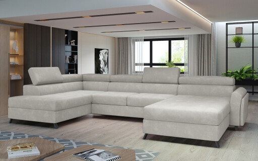 Coltar extensibil stanga 5 locuri ELTAP, Jos-06, Josette, 370x190x98 cm, lemn/poliester, bej