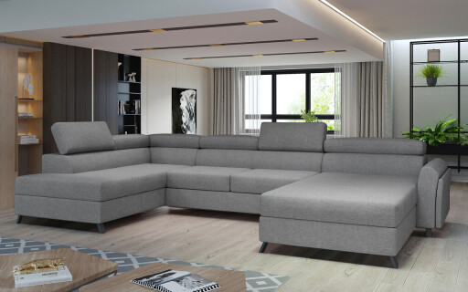 Coltar extensibil stanga 5 locuri ELTAP, Jos-10, Josette, 370x190x98 cm, lemn/poliester, gri