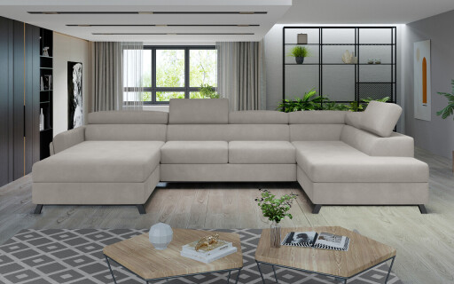 Coltar extensibil dreapta 5 locuri ELTAP, Jos-28, Josette, 370x190x98 cm, lemn/poliester, bej