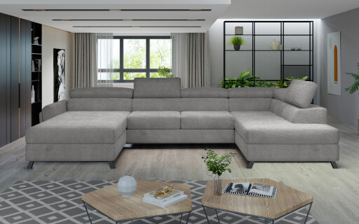 Coltar extensibil dreapta 5 locuri ELTAP, Jos-32, Josette, 370x190x98 cm, lemn/poliester, gri