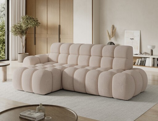 Coltar extensibil stanga 3 locuri ELTAP, Ceedro, 283x165x98 cm, lemn/poliester, bej inchis