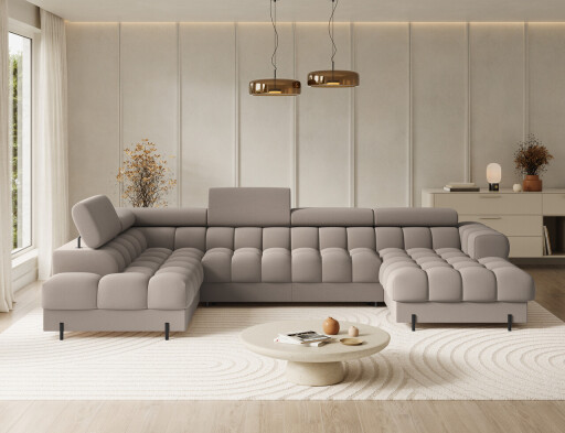 Coltar extensibil stanga 3 locuri ELTAP, LT-18SO, Feraria, 358x202x93 cm, lemn/poliester, bej