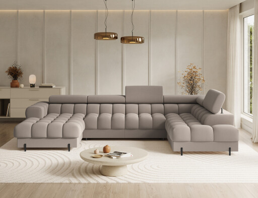 Coltar extensibil dreapta 3 locuri ELTAP, RT-18SO, Feraria, 358x202x93 cm, lemn/poliester, bej