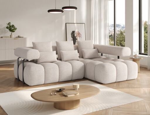 Coltar extensibil dreapta 3 locuri ELTAP, Levvi, 260x184x102 cm, lemn/poliester, bej