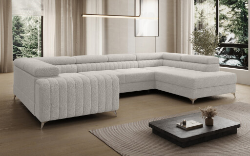 Coltar extensibil dreapta 6 locuri ELTAP, RT-01ROY, Louis, 347x202x92 cm, lemn/poliester, alb