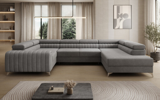 Coltar extensibil dreapta 6 locuri ELTAP, RT-85MO, Louis, 347x202x92 cm, lemn/poliester, gri