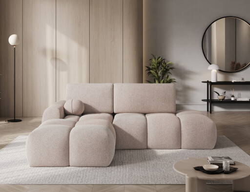 Coltar extensibil stanga 3 locuri ELTAP, Vittario, 227x170x95 cm, lemn/poliester, maro deschis