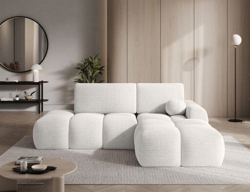 Coltar extensibil dreapta 3 locuri ELTAP, Vittario, 227x170x95 cm, lemn/poliester, alb