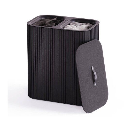 Coș de rufe negru 2x45 l din bambus Tota Luxe – Joseph Joseph