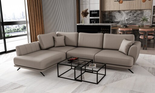 Coltar extensibil stanga 4 locuri ELTAP, LT-07SA, Larde, 286x191x90 cm, lemn/poliester, gri