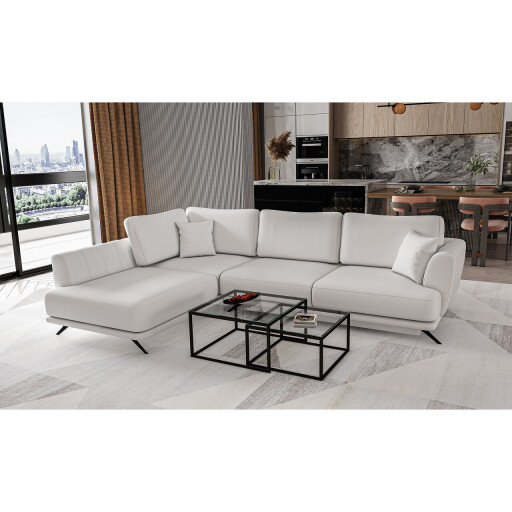 Coltar extensibil stanga 4 locuri ELTAP, LT-17SOF, Larde, 286x191x90 cm, lemn/poliester, alb