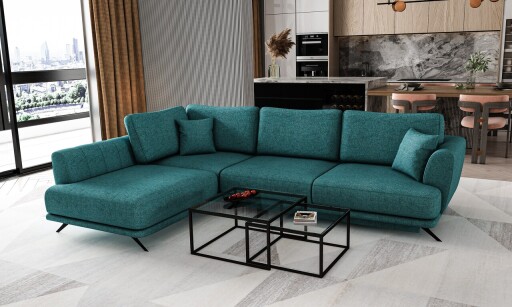 Coltar extensibil stanga 4 locuri ELTAP, LT-38BO, Larde, 286x191x90 cm, lemn/poliester, albastru