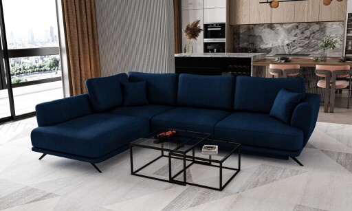 Coltar extensibil stanga 4 locuri ELTAP, LT-40VE, Larde, 286x191x90 cm, lemn/poliester, albastru inchis
