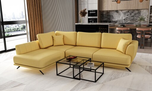 Coltar extensibil stanga 4 locuri ELTAP, LT-45SA, Larde, 286x191x90 cm, lemn/poliester, galben