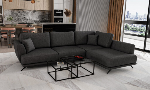 Coltar extensibil dreapta 4 locuri ELTAP, RT-05VER, Larde, 286x191x90 cm, lemn/poliester, gri inchis
