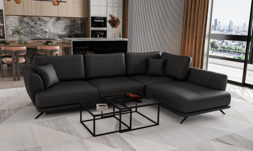 Coltar extensibil dreapta 4 locuri ELTAP, RT-11SOF, Larde, 286x191x90 cm, lemn/poliester, negru
