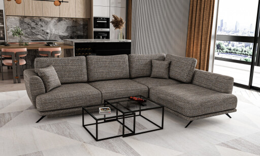 Coltar extensibil dreapta 4 locuri ELTAP, RT-130MA, Larde, 286x191x90 cm, lemn/poliester, gri