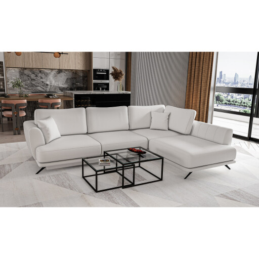 Coltar extensibil dreapta 4 locuri ELTAP, RT-17SOF, Larde, 286x191x90 cm, lemn/poliester, alb