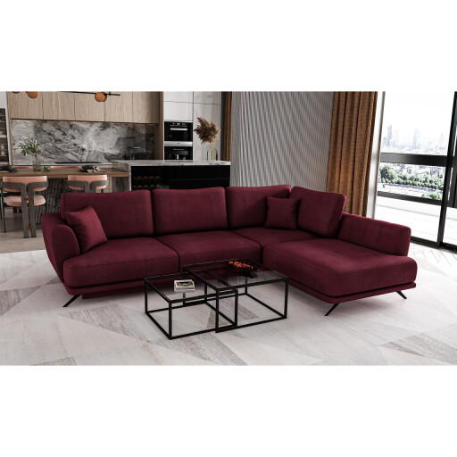 Coltar extensibil dreapta 4 locuri ELTAP, RT-25VE, Larde, 286x191x90 cm, lemn/poliester, violet inchis