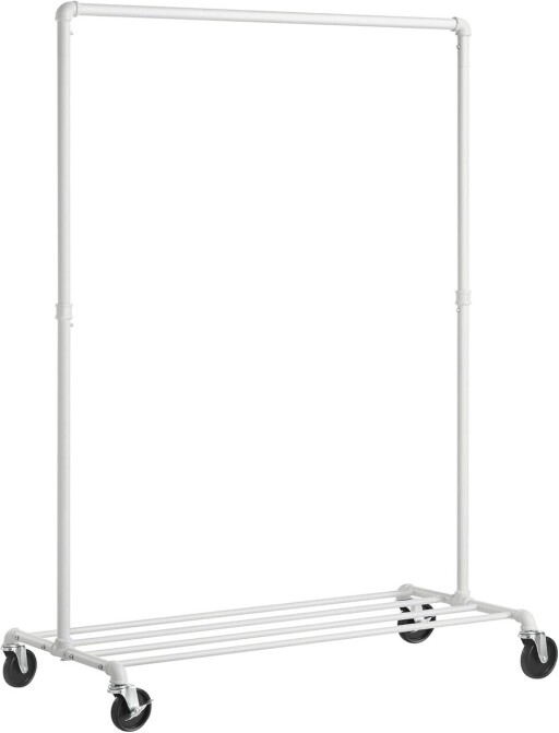 Suport mobil pentru umerase, Songmics, 100x49x163 cm, max 90 kg, otel, alb