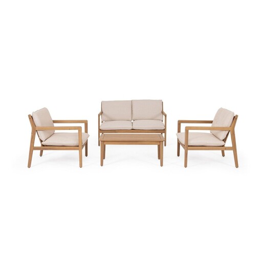 Set mobilier de grădină în culoare naturală din lemn de acacia pentru 4 persoane Danubio – Bizzotto