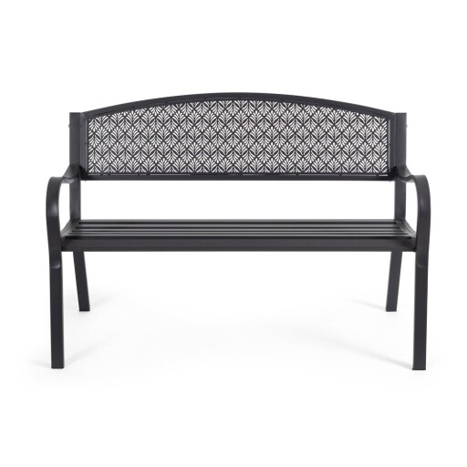 Bancă de grădină gri antracit din metal Lizette – Bizzotto