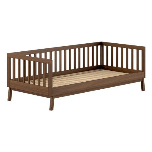 Pat pentru copii maro din lemn de pin cu somieră 90x200 cm Sezane – Vipack
