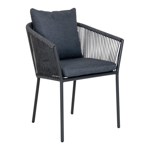 Scaun de grădină gri închis din metal/capitonat Salerno – House Nordic