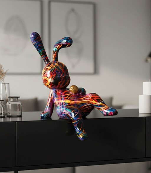 Decoratiune, Mauro Ferretti, Rabbit Psyco -B, 21.5x10x22 cm, polirasina, multicolor