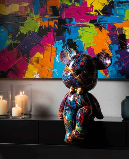 Decoratiune, Mauro Ferretti, Orsetto Psyco -B, 12.5x9.5x25 cm, polirasina, multicolor