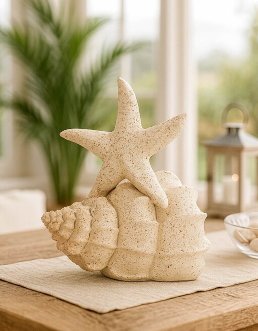 Decoratiune, Mauro Ferretti, Star Fish, 18x13x21.2 cm, polirasina, bej