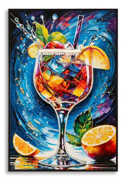 Tablou decorativ, Mauro Ferretti, Cocktail -B, 62x92 cm, lemn de pin/canvas, multicolor