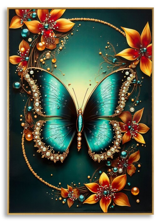 Tablou decorativ, Mauro Ferretti, Butterfly -A, 70x100 cm, lemn de pin/canvas, multicolor