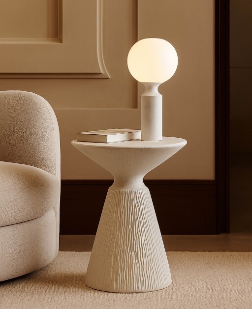 Masuta de cafea, Mauro Ferretti, Cone, 40x53 cm, utilizare interior / exterior,  oxid de magneziu, crem