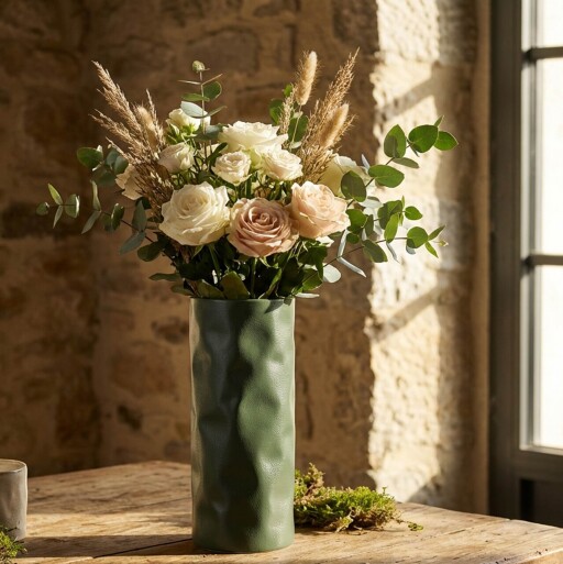 Vaza decorativa, Mauro Ferretti, Norimberga, 12x30 cm, fier, verde deschis