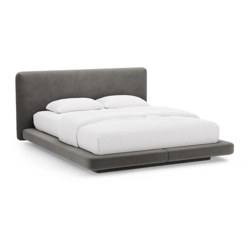 Pat matrimonial gri închis tapițat 180x200 cm Linea – Micadoni