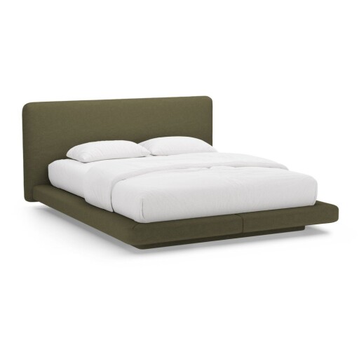 Pat matrimonial verde tapițat 140x200 cm Linea – Micadoni
