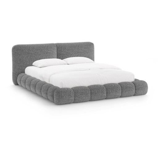 Pat matrimonial gri închis tapițat cu spațiu de depozitare cu somieră 180x200 cm Solange – Micadoni