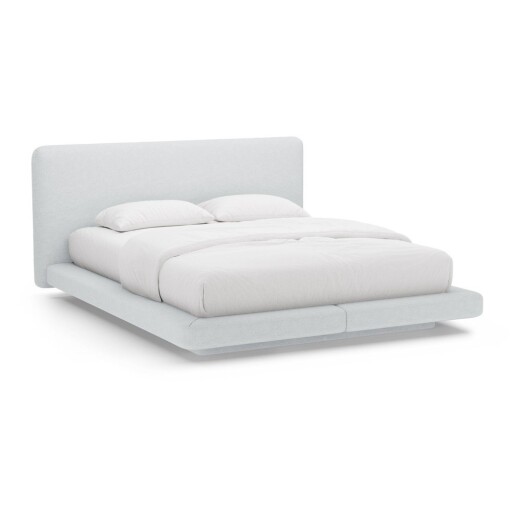 Pat matrimonial gri deschis tapițat 180x200 cm Linea – Micadoni