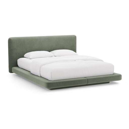 Pat matrimonial verde tapițat 160x200 cm Linea – Micadoni