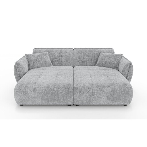 Canapea cu șezlong gri deschis cu tapițerie din chenille 252 cm Nelia Big – Ropez