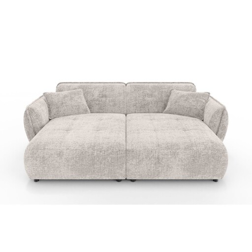 Canapea cu șezlong bej cu tapițerie din chenille 252 cm Nelia Big – Ropez