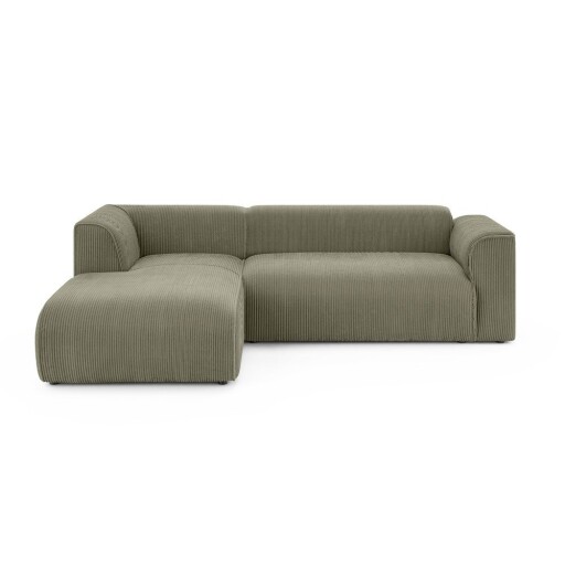 Colțar verde cu tapițerie din catifea reiată (cu colț pe partea stângă/cu șezlong) Merid – Ropez