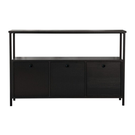 Masă consolă neagră cu aspect mat 29,5x120 cm Solace – Kalune Design