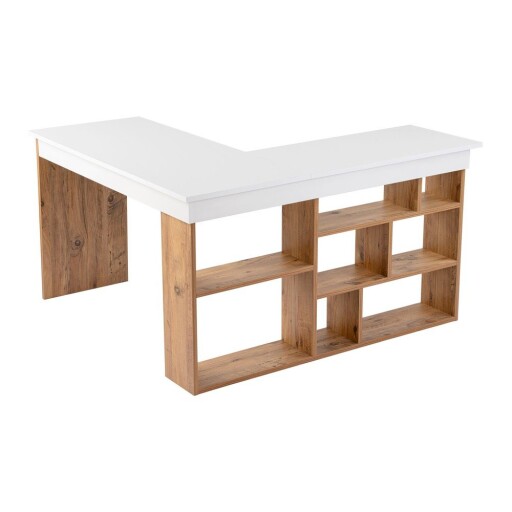 Birou cu aspect de lemn de pin 120x130 cm Vesper – Kalune Design