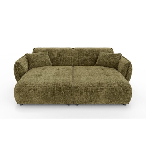 Canapea cu șezlong verde cu tapițerie din chenille 252 cm Nelia Big – Ropez
