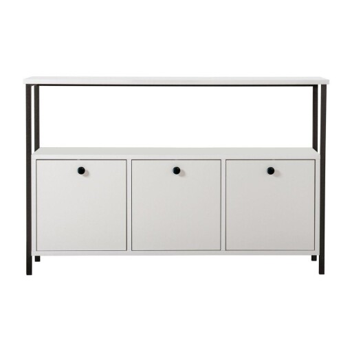 Masă consolă albă cu aspect mat 29,5x120 cm Solace – Kalune Design